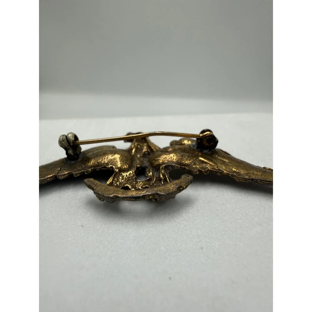 Vintage Eagle Brooch Gold Tone Spread Wing Patriotic Bird Pin Americana 2.5 Inch
